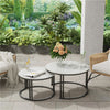 Coffee Table Set of 2 Nesting Accent TablesWhite Marble Top Stacking Side Desk
