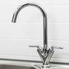Modern Kitchen Sink Mixer Tap Chrome Monobloc Basin Twin Lever Taps Swivel 360°