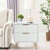 2Pcs Bedside Table w/ 2 Drawers Bedside Cabinet Metal Frame for Living Room NS