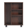 Rustic Walnut Rolling Storage Cabinet Side Table Utility Trolley Closet Kitchen