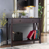 2-Tier Hallway Console Table Wooden Long Sofa Side Table w/ 2 Drawers & Shelves
