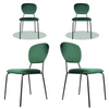 4PCS Velvet Dining Chairs Green Stackable Fabric Chairs Metal Leg Home Office