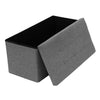 2 Seater Large Folding Storage Ottoman Bench Seat Stool Grey Linen Toy Chest Box