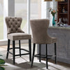 1/2x Retro Velvet Padded Barstool Button Back Kitchen Breakfast Bar Stool Chair