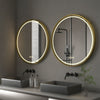 Large Round LED Bathroom Mirror Light Dimmable Anti-Fog Makeup Wall Mirror Gold