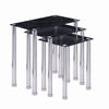 3x Black Marble Tempered Glass Side End Table Nested Table Stainless Steel Tubes