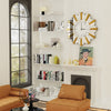 Large 60cm Round Mirror Clock Irregular Bevelled Sun Burst Mirrored Wall Clock