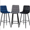 2 Pcs Bar Stools Breakfast Pub Chair Velvet Metal Legs Kitchen 65 cm Seat High