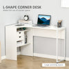 L-Shaped Corner Computer Desk Study Table with Storage Shelf White