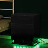 Black LED 3 Drawers Bedside Table High Gloss Cabinet Side End Table Living Room