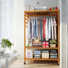 Wooden Clothes Rail Scarf Cap Hanging Garment Coat Rack Heavy Duty Rolling Stand