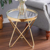 Large 45cm Round Table Side Table Glass Coffee Harpin Circular Indoor LivingRoom
