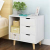 Bedside Table Cabinet Small Side End Table Nightstand 3 Drawers Storage Organize