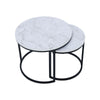 Set of 2 Modern Nesting Coffee Table Round Accent Cafe Table White Marble Effect
