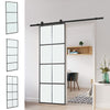 Modern 6ft Sliding Door Track Barn Door Hardware Set Kit Single Door Black