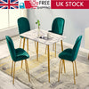 Dining Rectangle Table and 4 Velvet Fabric Chairs Set Kitchen Dinning Room UK