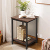 2 Tier Side Sofa Table Small Coffee Tea Table Industrial Wooden Metal End Table