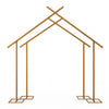 Golden Metal Double Frame House Wedding Arch Balloon Flowers Stand Backdrop Rack