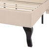 Double Size Bed 4ft6 Velvet Upholstered Slatted Bed Frame with Headboard Beige