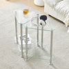 Triangle Corner Table Glass Side Table with Shelves End Table for Living Room