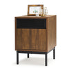 Mondeer Bedside Table Retro End Table with Door & Metal Legs 37x52.5x40 cm Brown