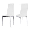 2X White Banquet Dining Chairs Padded Seat Kitchen Chair with Silver Steel Legs