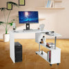 360° Rotatable Corner Desk Storage Shelf Combo Workstation L-Shaped Table Office