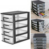 Plastic Storage Box 4 Tier Drawer Tower Cabinet Home Office Desktop Organizer