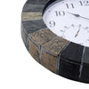 Wall Clock Garden Stone Effect Battery Round Thermometer 35cm Indoor Outdoor