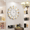 Large 60cm Round Mirror Clock Irregular Bevelled Sun Burst Mirrored Wall Clock