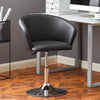 1pc Faux Leather Seat Back Barstool Metal Base Breakfast Salon Chair Adjustable