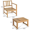 3 in 1 Wooden Companion Set Garden Bench Table & Chair Patio Love Seat W/Cushion