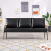 Modern 3-Seater Faux Leather Sofa Armchair Black/Cream/Brown Couches Living Room