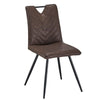 2 Retro Faux Leather Dining Chairs BrownV Stripe Seat Metal Leg Chairs High Back