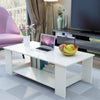 2 Tier Coffee End/Side Table Modern White Design with Storage Shelf Living Room