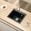 Black Stone Resin Single Bowl Kitchen Sink Undermount w/ Drainer Waste Kit 550mm