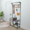 Industrial Coat Rack Shoe Bench Hall Tree Entryway Storage Bench 9 Hooks