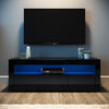 Modern TV Unit Cabinet Stand Black High Gloss Door 120cm with LED Lights Drawers