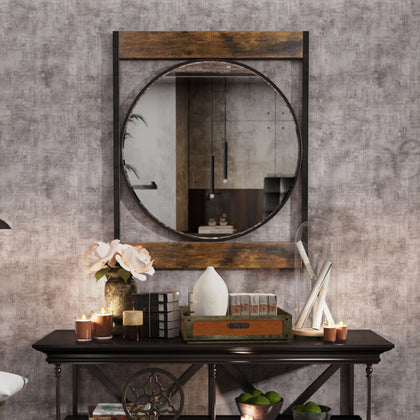 Industrial Wall Mirror Shabby Vintage Wood Framed Ornate Hanging Bathroom Mirror