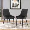 2x Black Velvet Cushion Seat Back Dining Chairs Set Metal legs Reception Chair