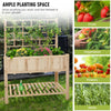 Wooden Raised Garden Bed w/ Trellis Outdoor Elevated Planter Box w/Storage Shelf