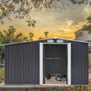 10*8ft Steel Garden Storage Shed Tool House w/ Firewood Store & Sliding Doors UK