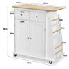 Kitchen Island Rolling Storage Cabinet Trolley Cart Adjustable Shelves 2 Drawers