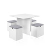 Mondeer 5PC Wooden Dining Table Set 4 Stools Soft Cushion Space Saving White
