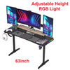 Extra Large RGB Computer Gaming Desk T Shape Ergonomic Laptop Standing Table