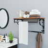Coat Rack With Storage Shelf Hanger Rail Retro Wall Mounted Clothes Hanging Unit