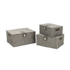 SET OF 3 Storage Baskets Resin Wicker Woven Hamper Tidy Box With Lid & Lock GIFT