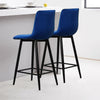 2pcs Bar Stools Set Velvet Seat Metal Footrest Barstools Breakfast Dining Chairs
