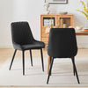Pair of Faux Leather Velvet Dining Chiars Padded Seat Metal Legs Kitchen Chair