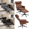 PU Leather Swivel Chair Recliner Armchair Home Lounge Sofa Chair With Footstool